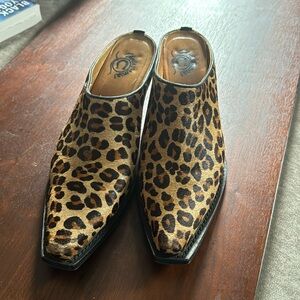 Calf Hair Leopard Print Mules